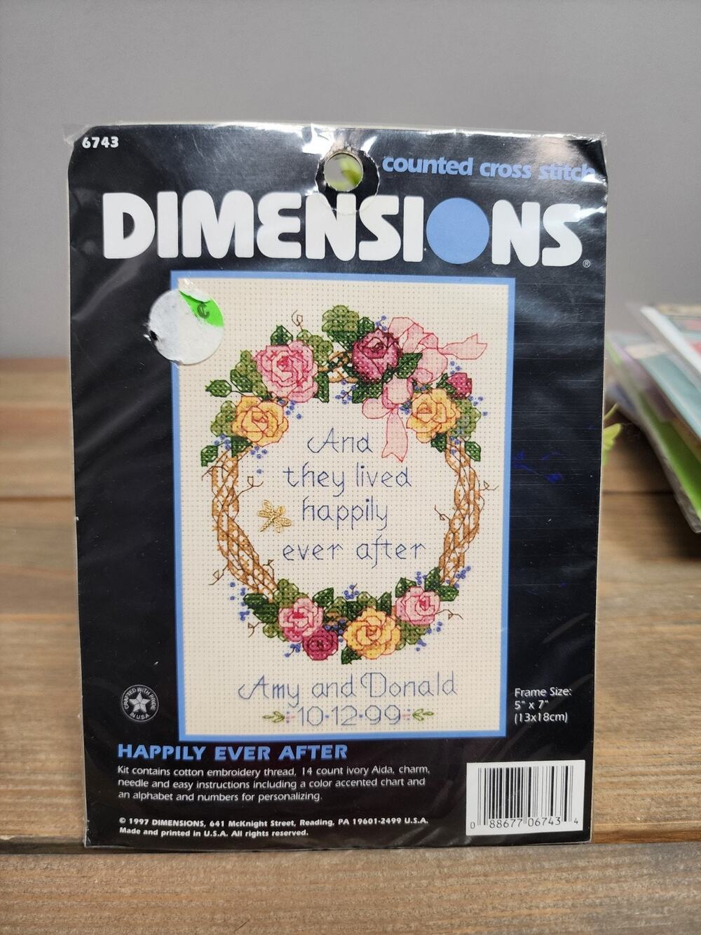 Kit -Dimensions Vintage 1997 Cross Stitch HAPPILY EVER AFTER Wedding 5"x7" #6743